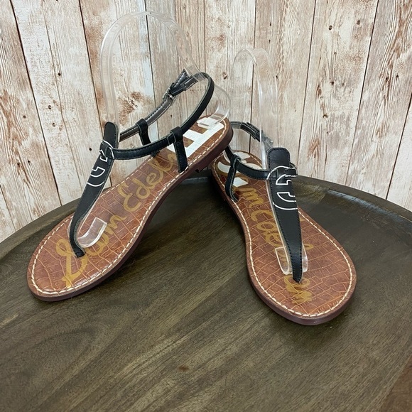 Sam Edelman Black Gigi Logo Thong‎ Sandal Size 6.5 Women - Picture 2 of 11